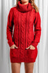 Cowl Neck Cable Knit Sweater Dress